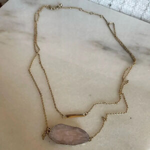 Purple /‎ lilac agate  crystal stone two layer necklace